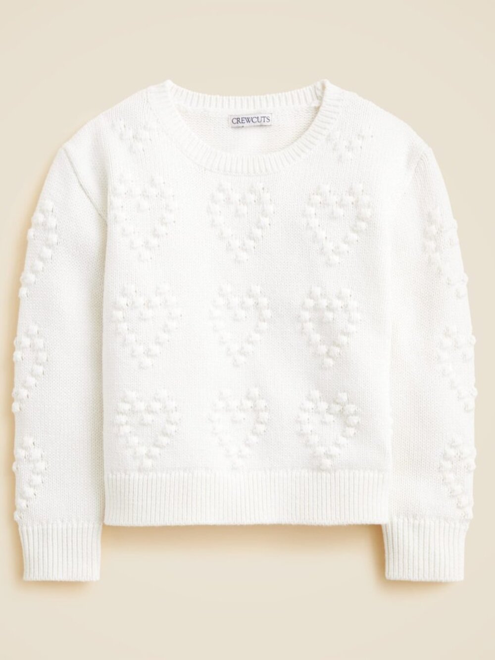 J. Crew Girls Heart Bobble Sweater Cotton Ivory Size L 10 NWT NEW